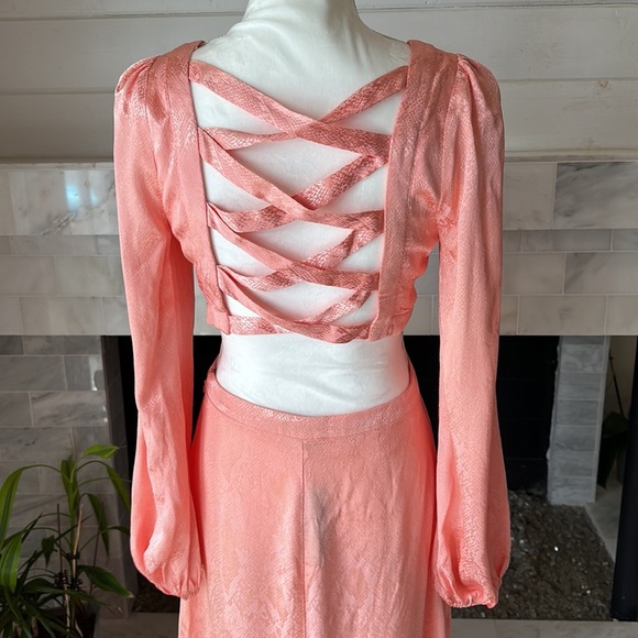 AFRM Norton Snake Blush Jacquard Cutout Sides & Back Midi Dress Size SP NWT - Picture 8 of 16